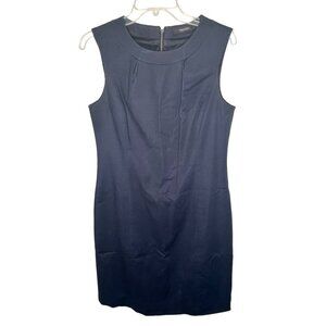 Tahari Womens Sleeveless Navy Sheath Dress  Size 10 Cotton Blend 28i
